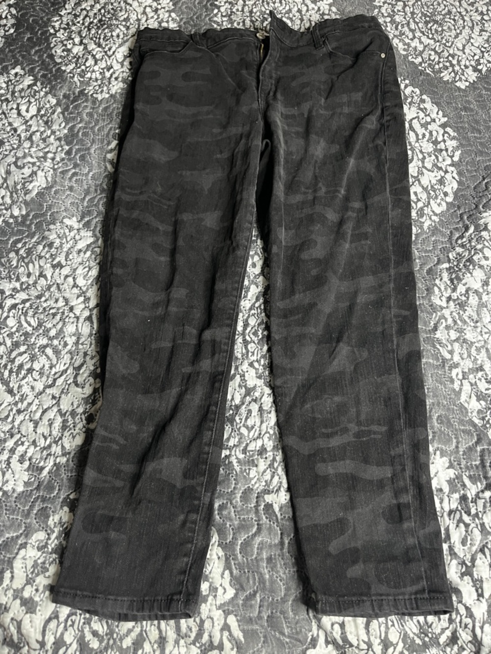 Black Camo Straight-Leg Jeans
